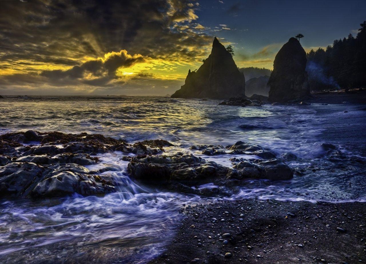 1280x924 Picture Washington USA Rialto Beach, Olympic National Park Pacific