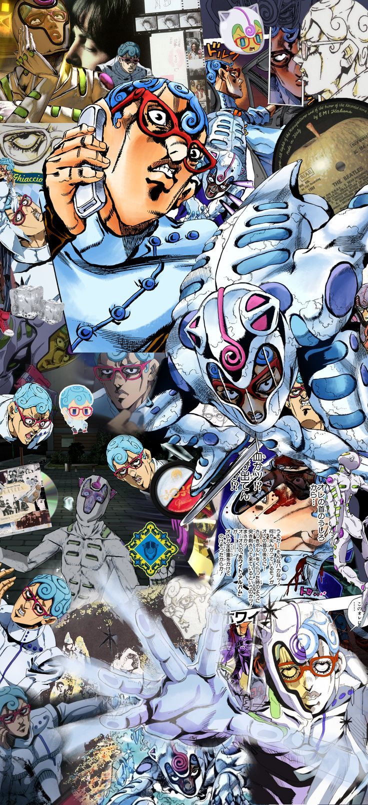 736x1610 JJBA Ghiaccio The Beatles White Album Inpired Phone Wallpaper