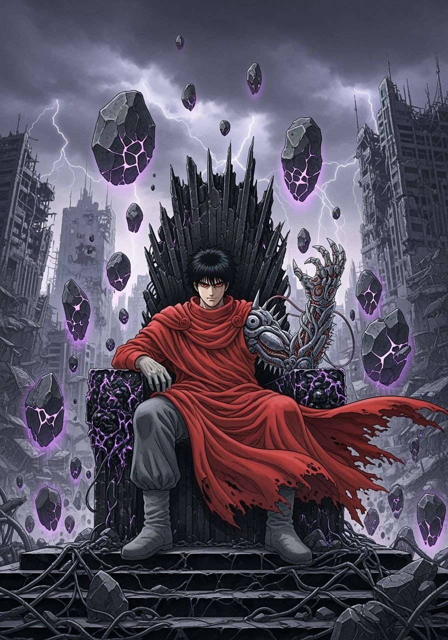896x1280 testsuo Shima on Obsidian Throne in Akira Manga Sty