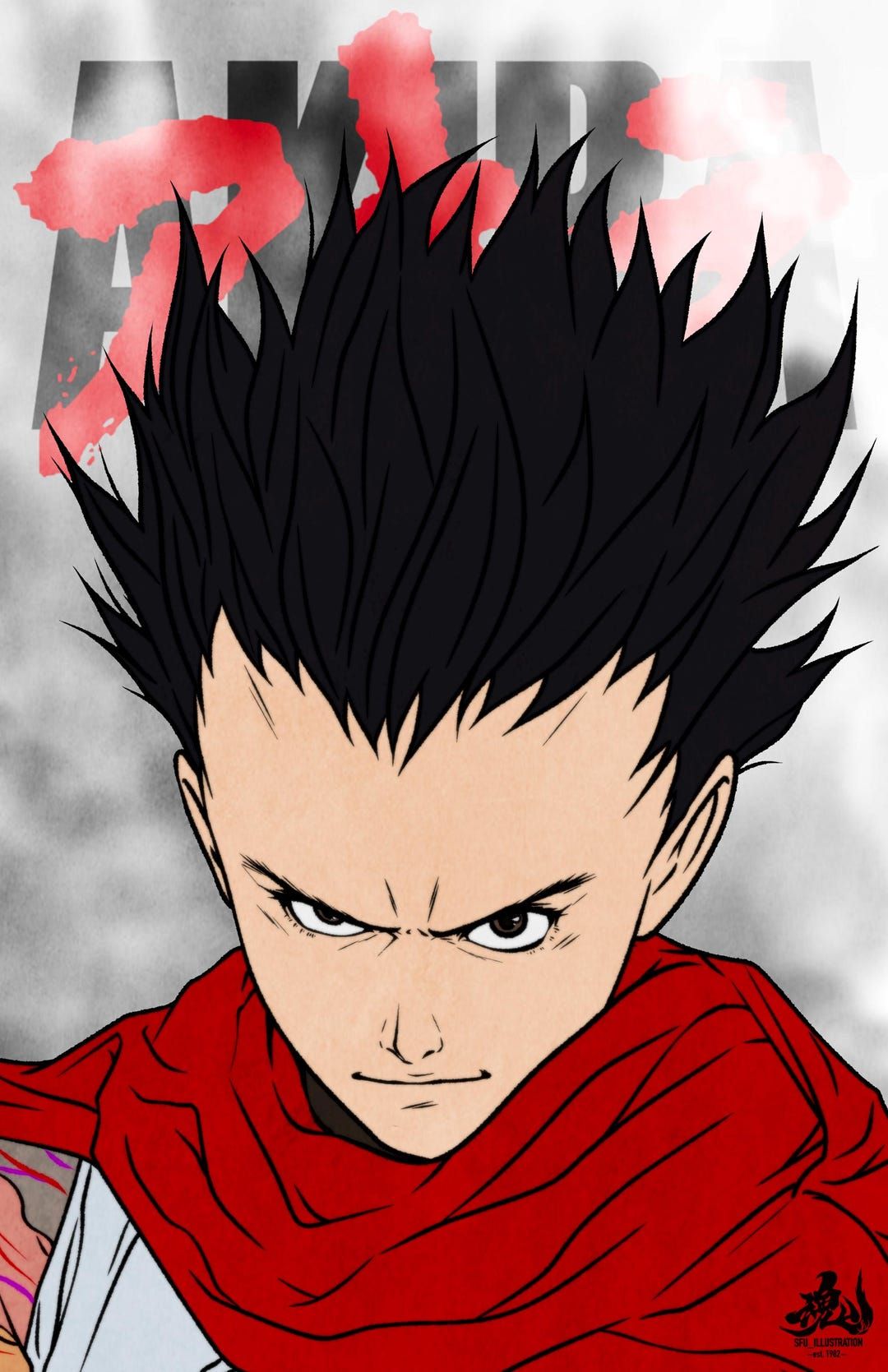 1080x1669 AKIRA アキラ, 島鉄雄 Tetsuo Shima X Sfu_illustration, Fanart Print, 11x17in (28x43cms)