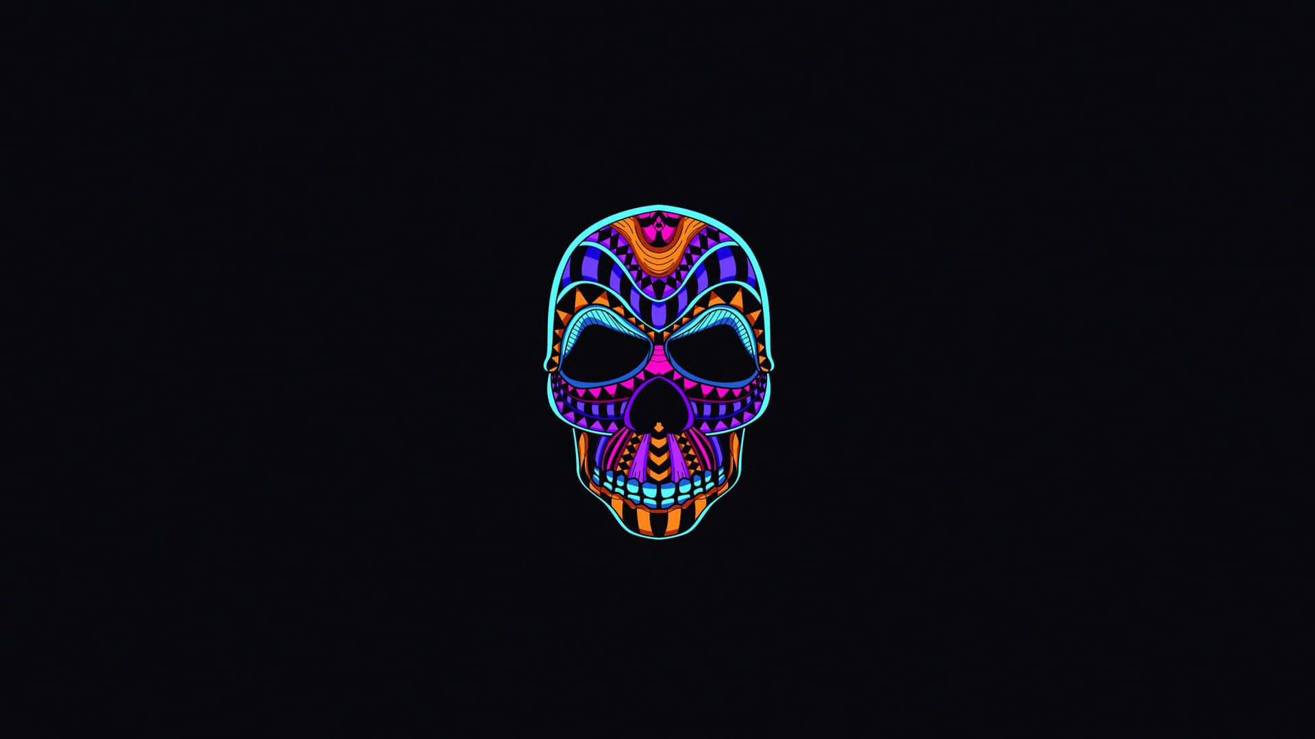 1920x1080 Download Neon Skull 4K OLED Background