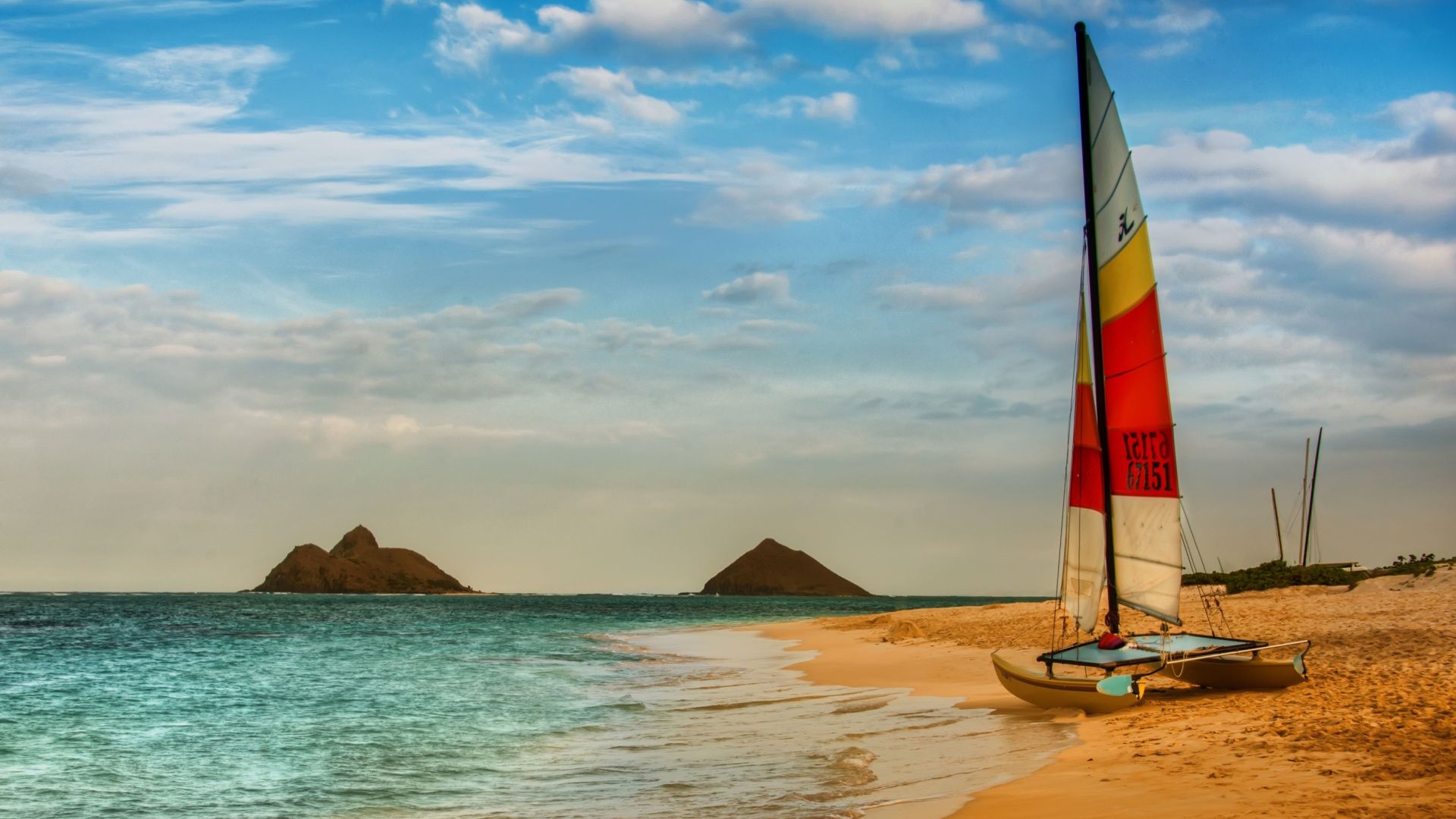1920x1080 Wallpaper USA, beach, sky, sea, ocean, landscape, Hawaii, nature for mobile and desktop, section пейзажи, resolution 1920x1080