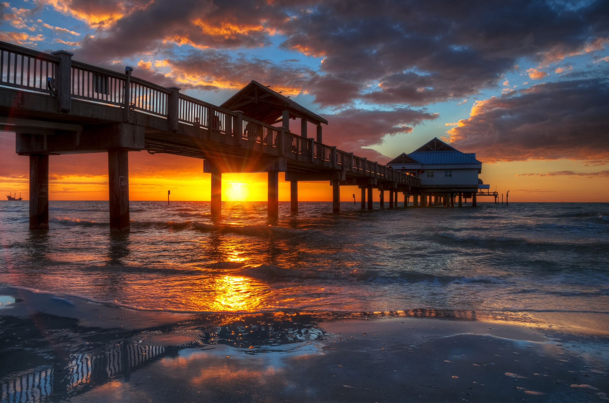 2048x1357 Wallpaper beach, sunset, pierce, Florida, USА, Clearwater Beach for mobile and desktop, section пейзажи, resolution 2048x1357