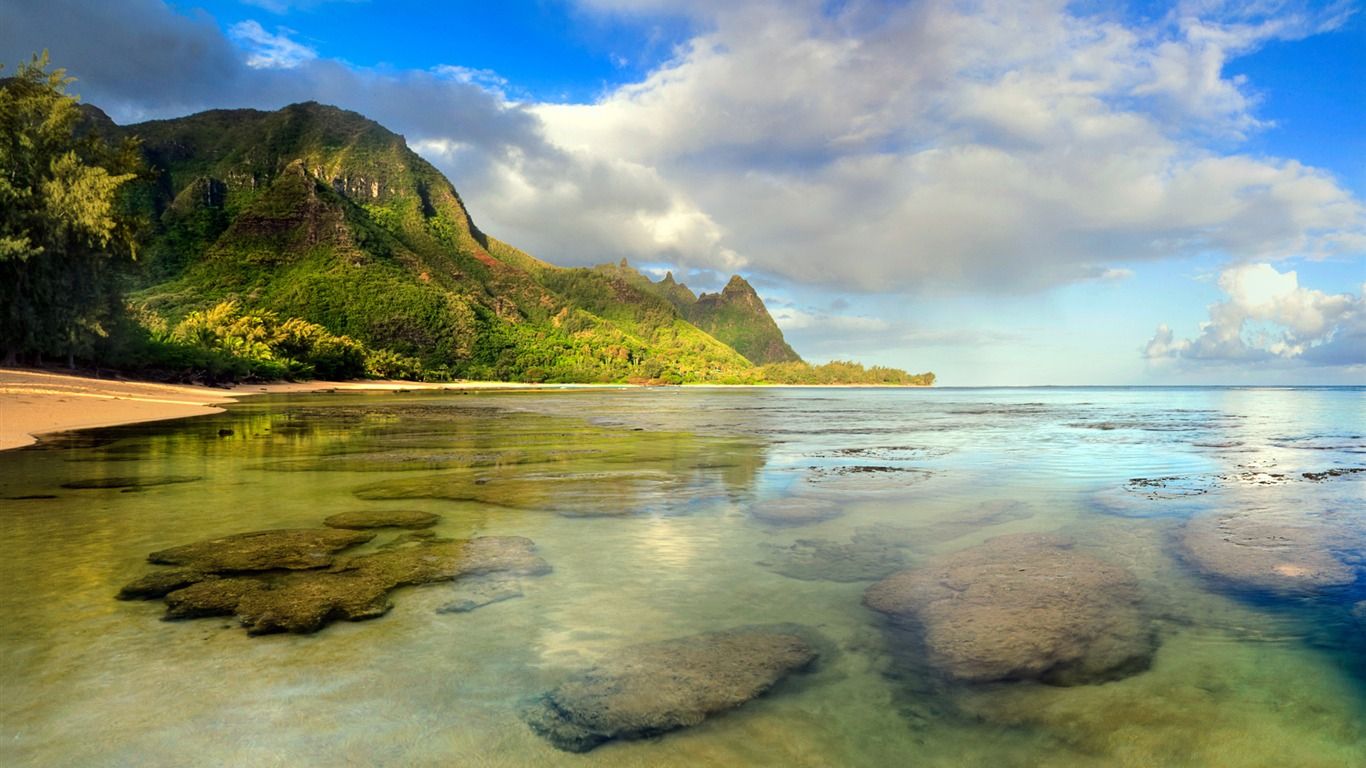1366x768 USA Hawaii Kauai Beach Windows 10 Theme HD Wallpaper