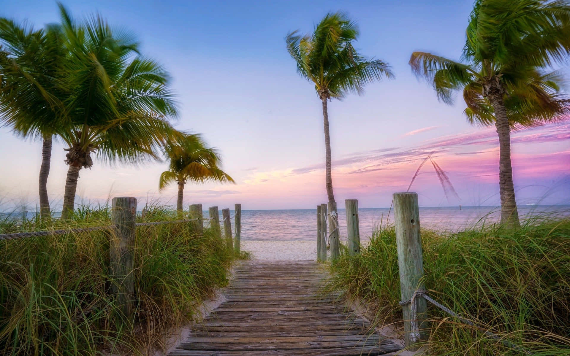 1920x1200 Sunset Beach Walkway Palm Beach Palm Coast Florida State United States Of America USA