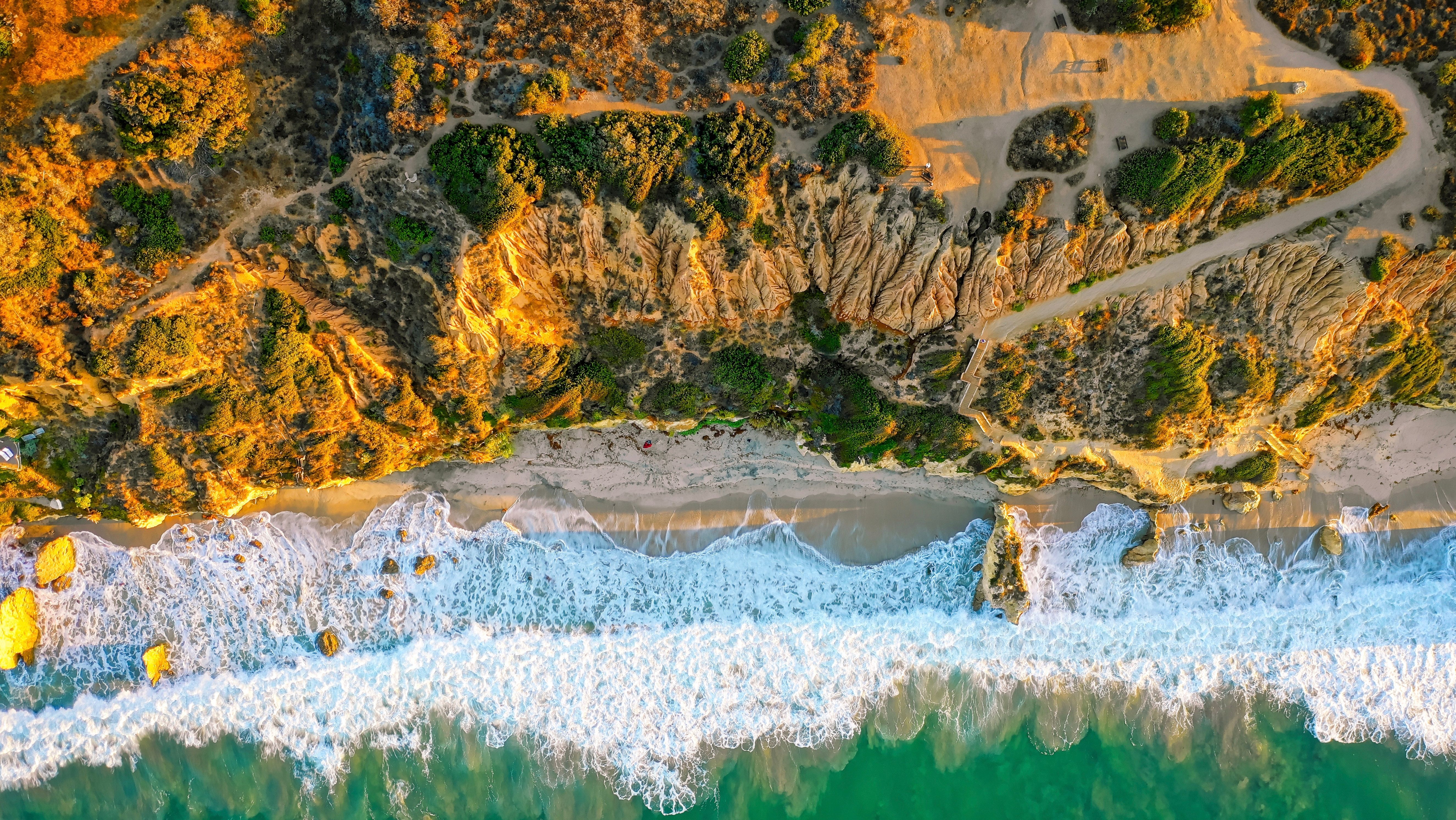 5301x2985 Desktop wallpaper: Nature, Usa, View From Above, Coast, Ocean, United States, Malibu 4K free download for PC. 150252