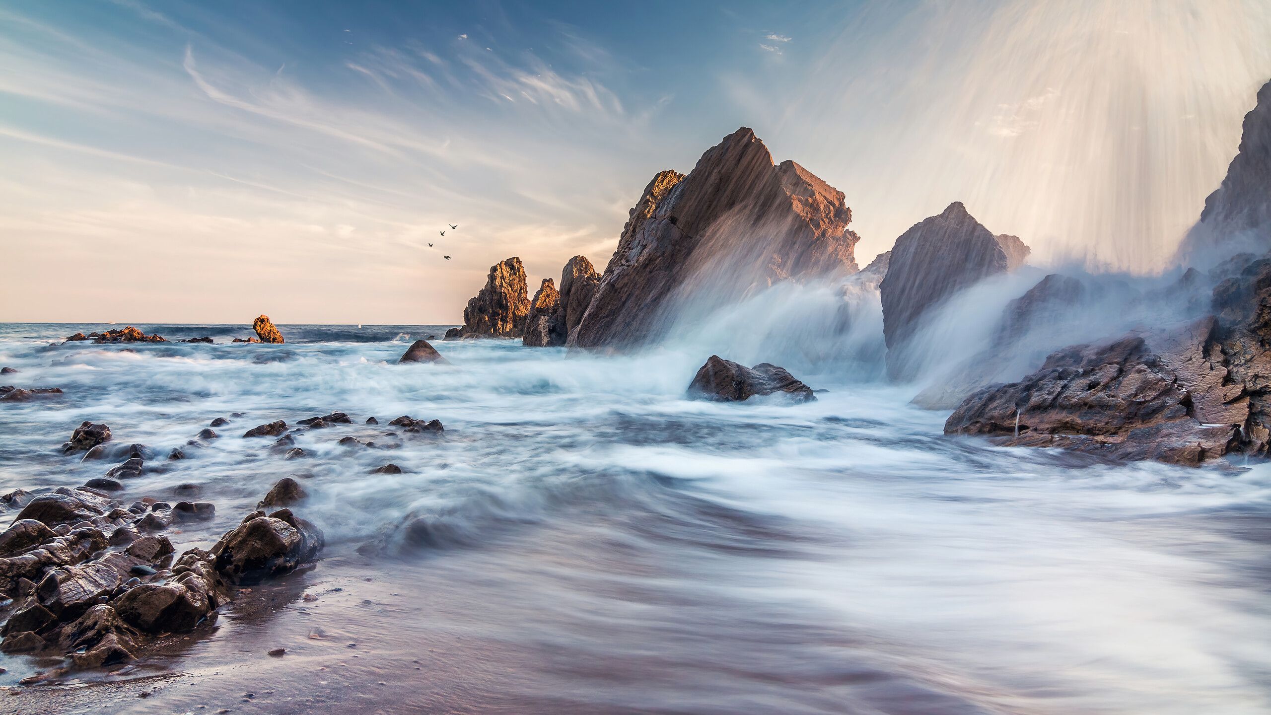 2560x1440 USA Beach Scenery Corona Del Mar California Wallpaper 4K HD PC f