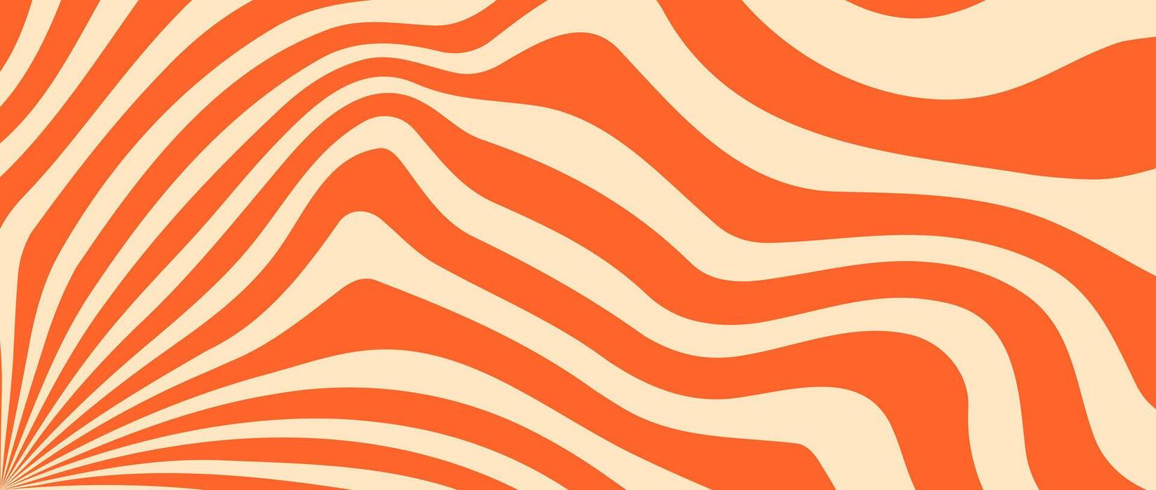 1649x700 Orange trippy burst lines background. Psychedelic wavy stripes wallpaper. Groovy twisted sunburst swirl. Distorted curly wave texture design for poster, banner, flyer, cover, print