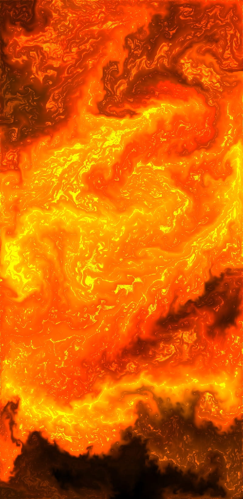 800x1644 Liquid fire, fire, liquid, orange, swirl, yellow, HD phone wallpaper