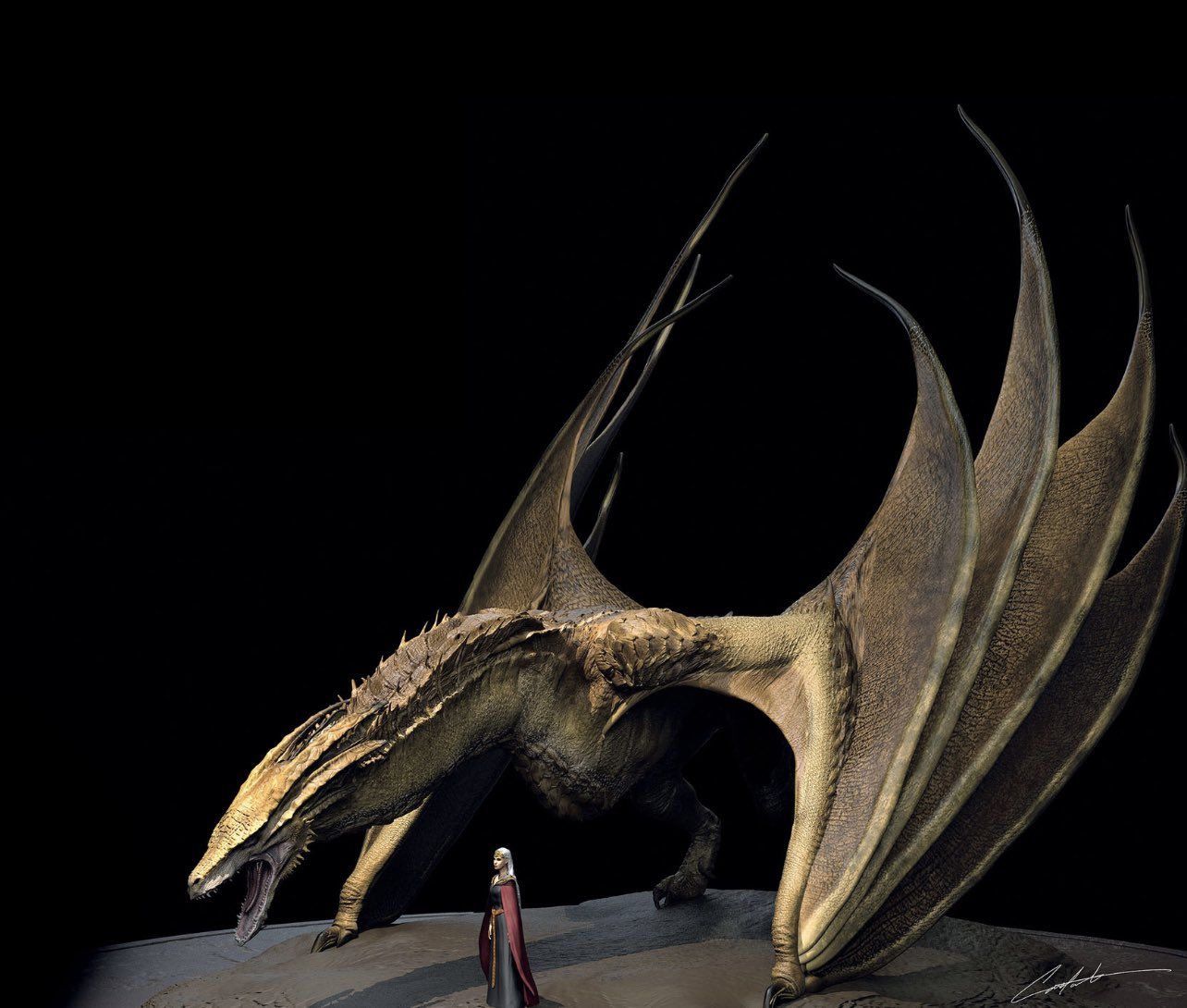1284x1090 House of the Dragon concept art shows Chinese inspiration for Caraxes' design of Thrones