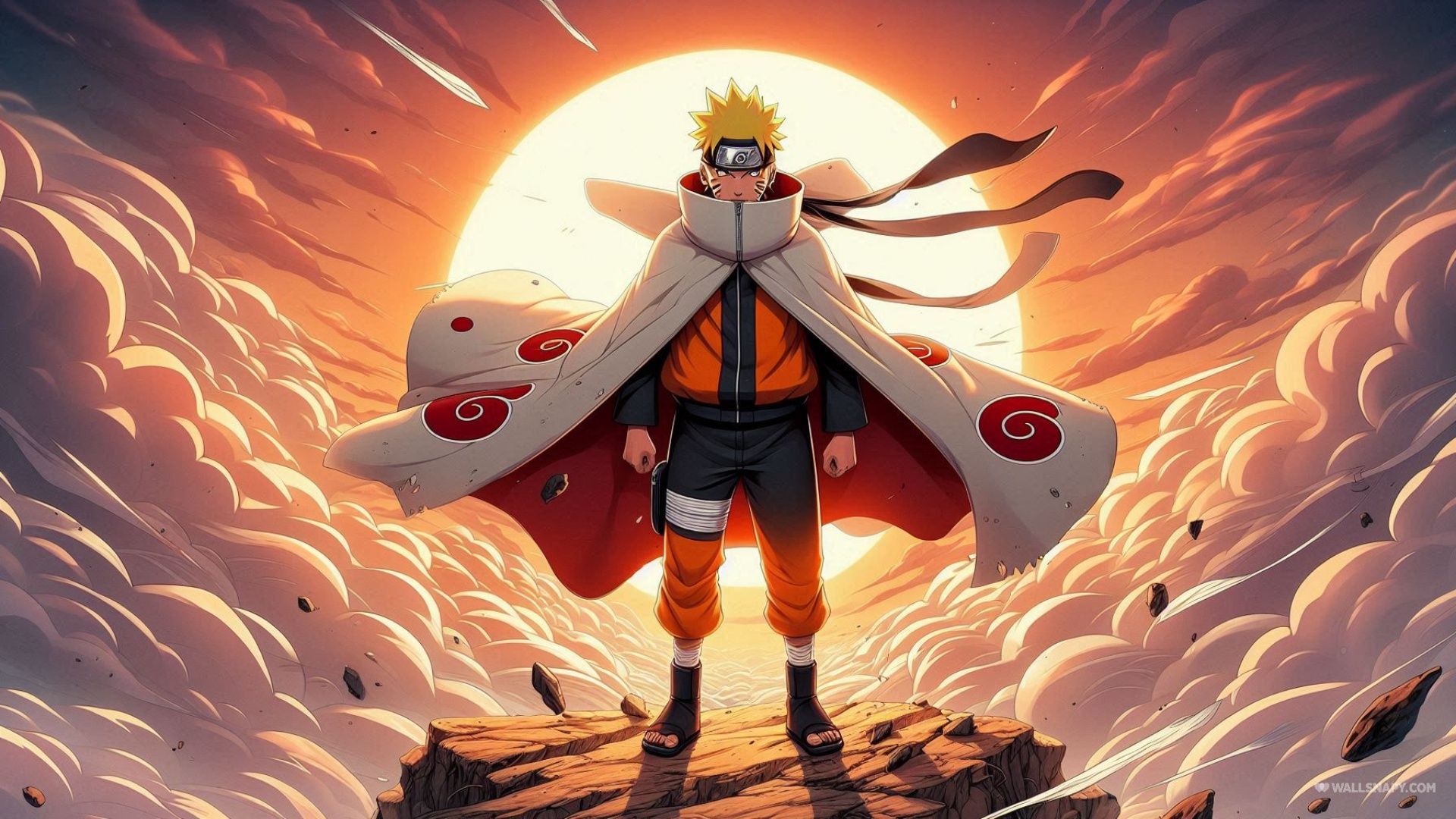 1920x1080 Sage mode orange glowing eye naruto standing on cliff 4k wallpape