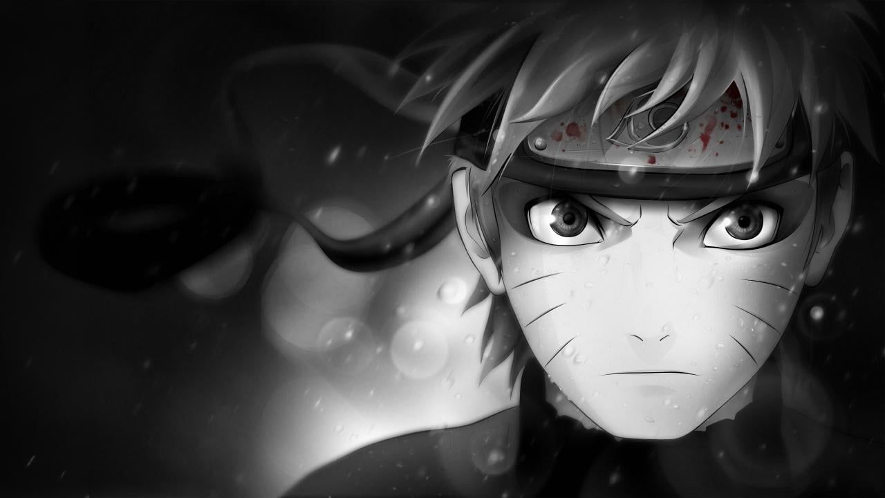 1280x720 HMF A specific B&W Naruto Sage Mode wallpaper where only the eyes are orange (circa 2011)