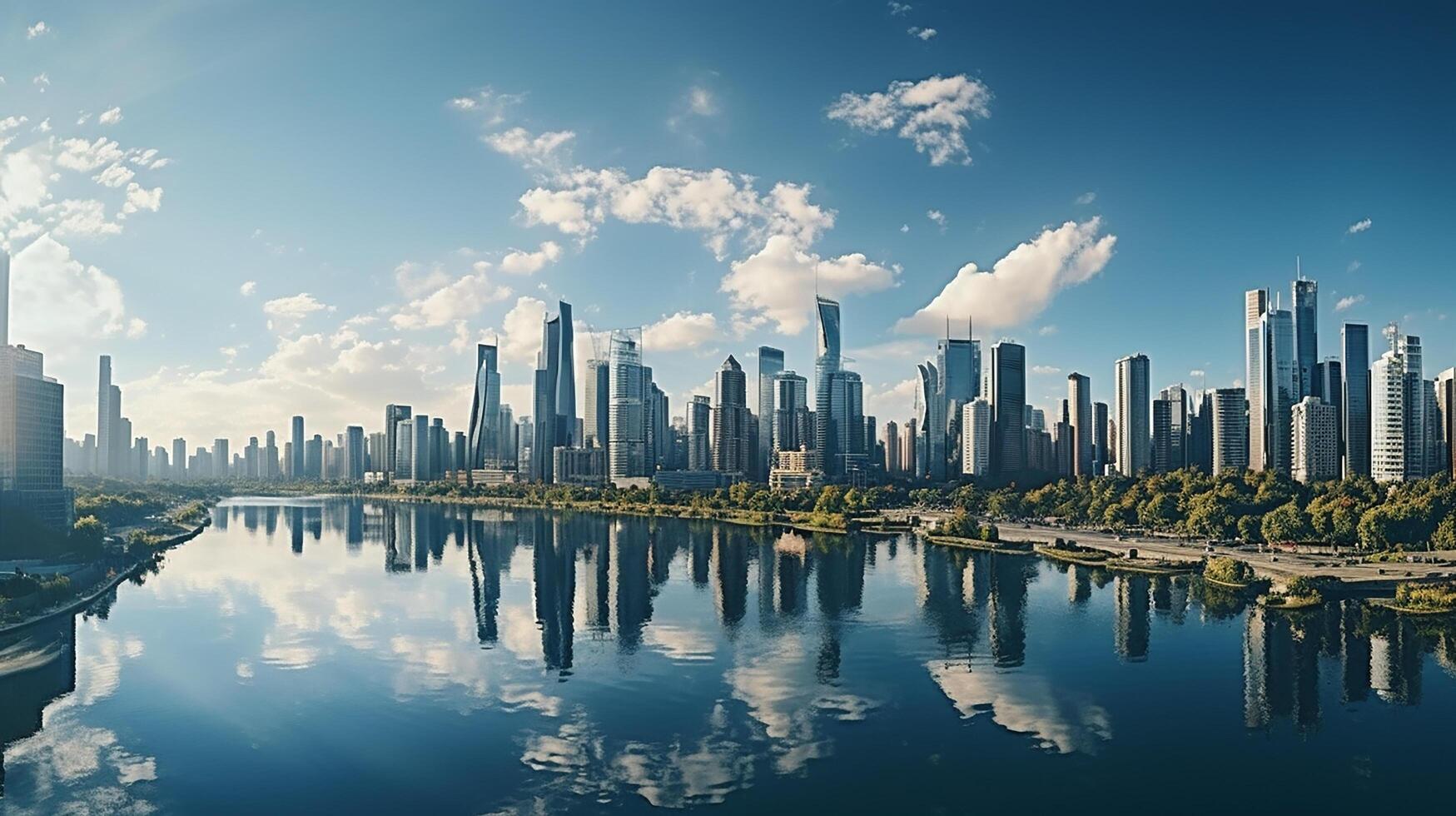 1749x980 city panorama with skyscraper buildings, daylight made by