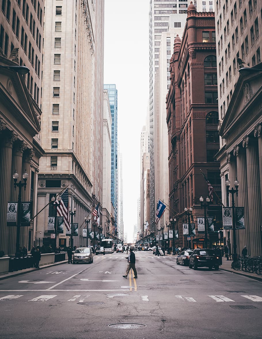 910x1178 person, walking, road, buildings, chicago, city, cityscape, crossing