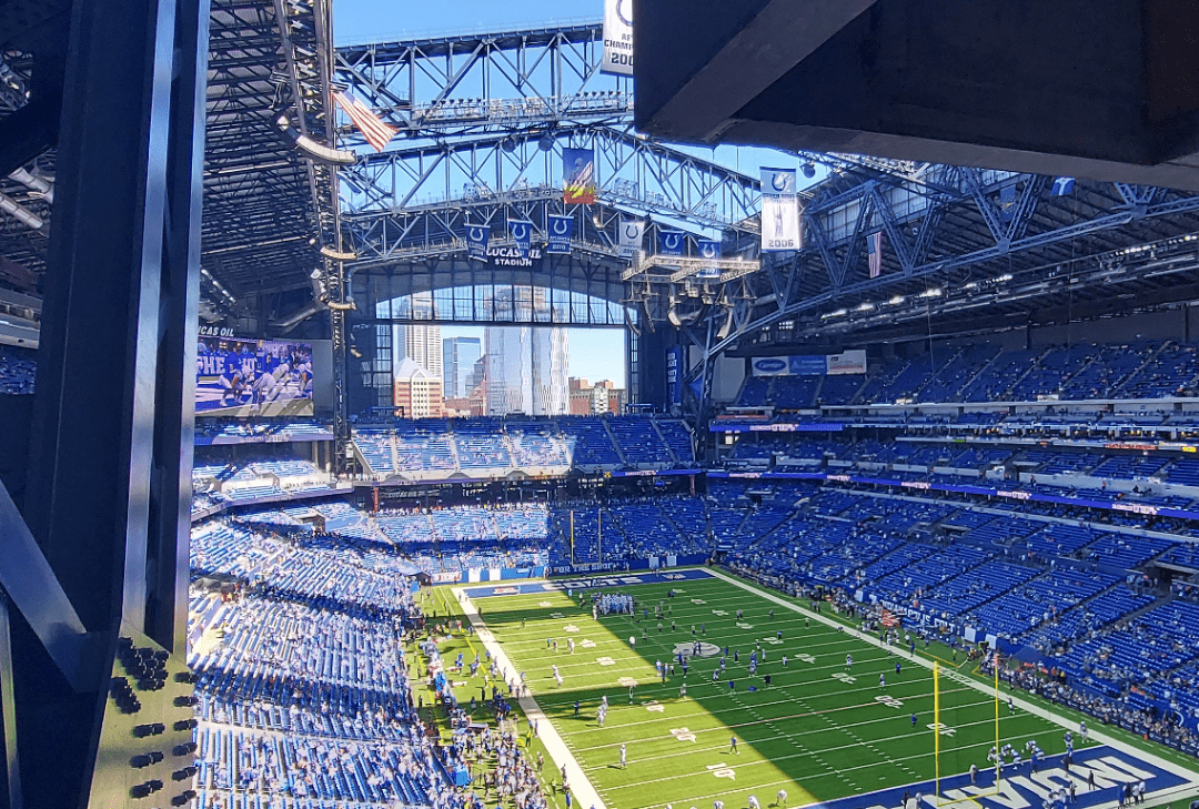 1080x729 Indianapolis skyline from inside Lucas Oil Stadium