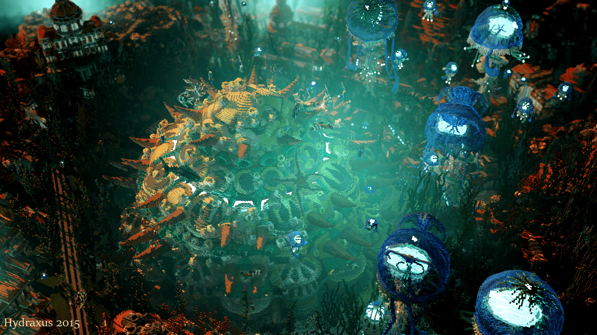 1920x1080 HD Wallpaper: Dive into Minecraft's Underwater Adventurex1080