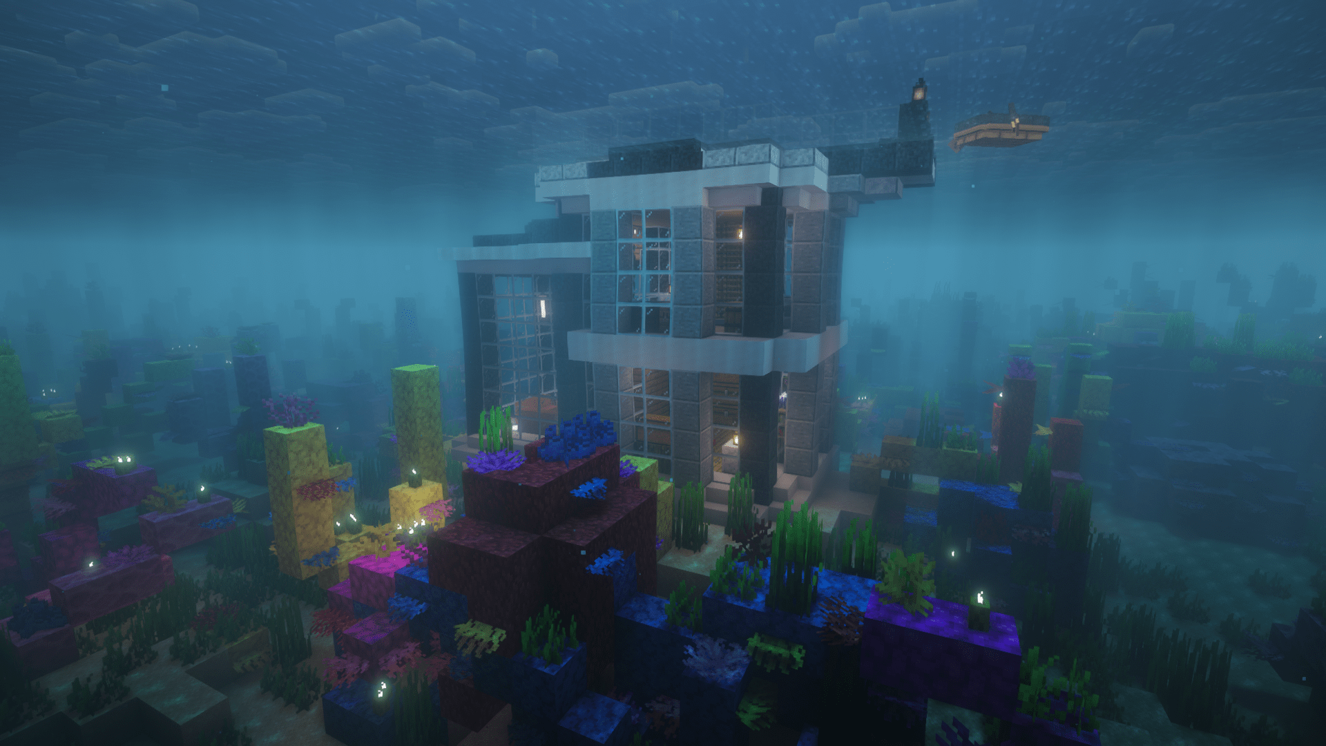 1920x1080 Small Underwater House Bedrock Maps