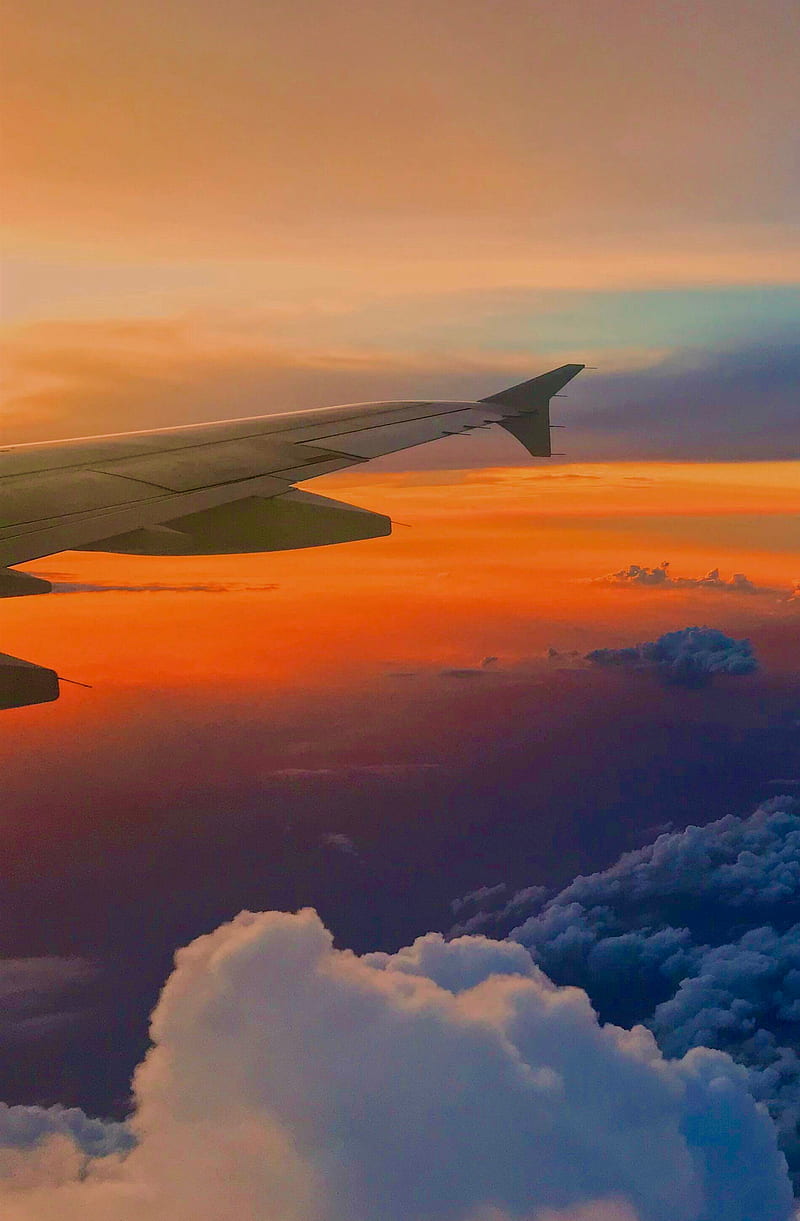 800x1221 HD airplane sunset view wallpaper