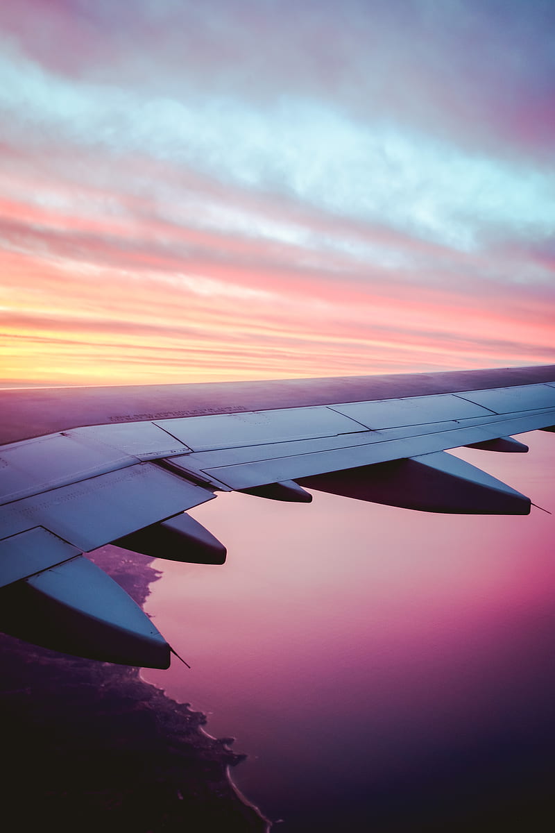 800x1200 Airplane, wing, view, sky, dusk, HD phone wallpaper