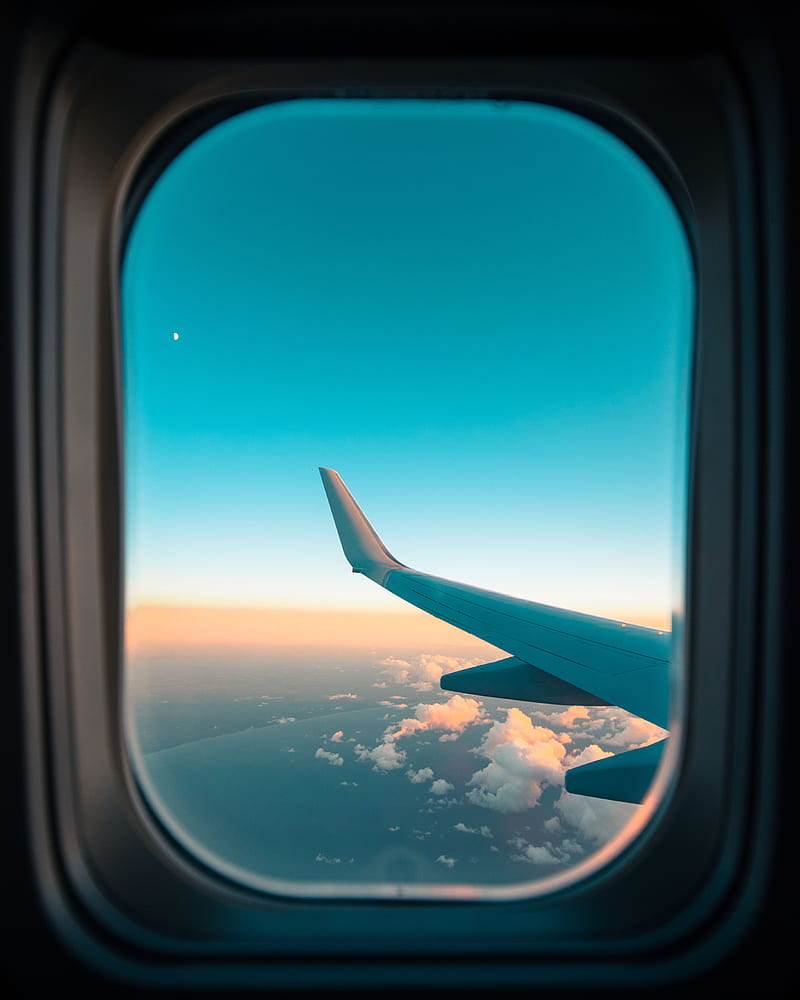 800x1000 Airplane, window, porthole, wing, clouds, view, HD phone wallpaper