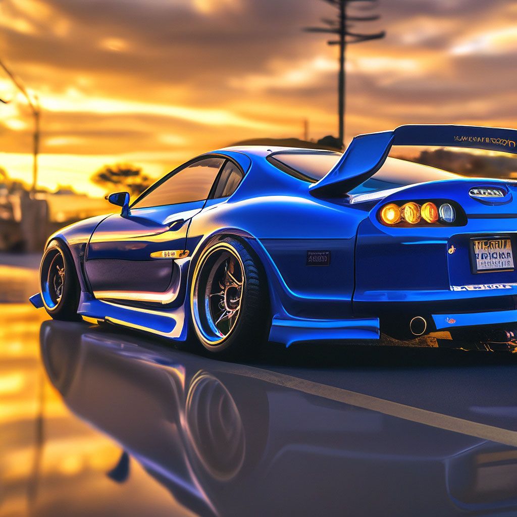 1024x1024 Toyota supra blue, camber, detailed elaboration of details