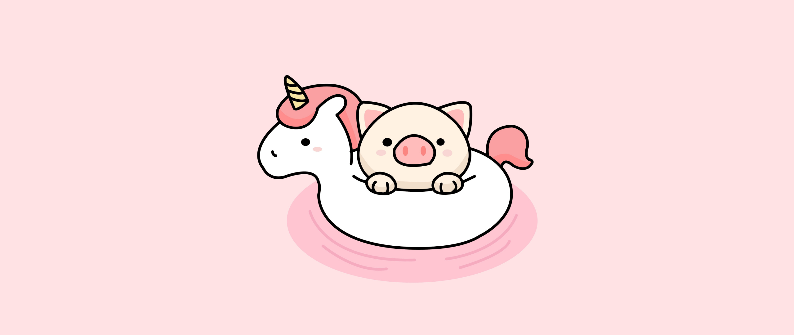 2560x1080 Kawaii unicorn Wallpaper 4K, Cute unicorn, Kawaii pig