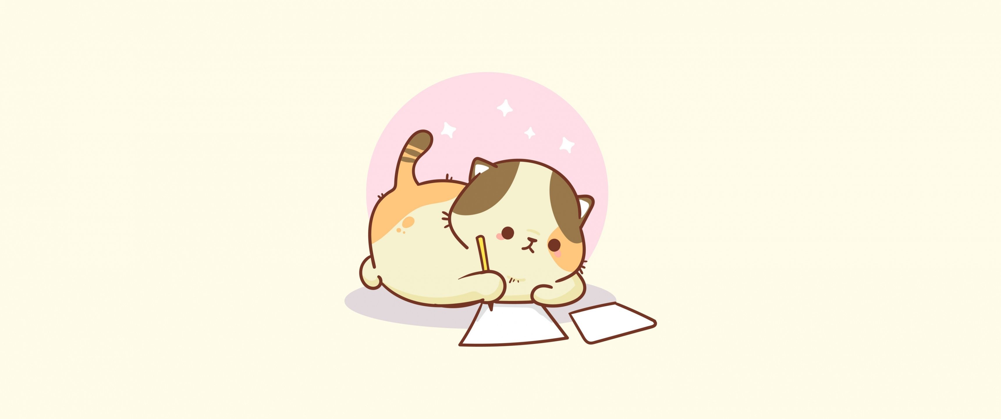 3440x1440 Kawaii cat Wallpaper 4K, Sad cat, Cute Cat