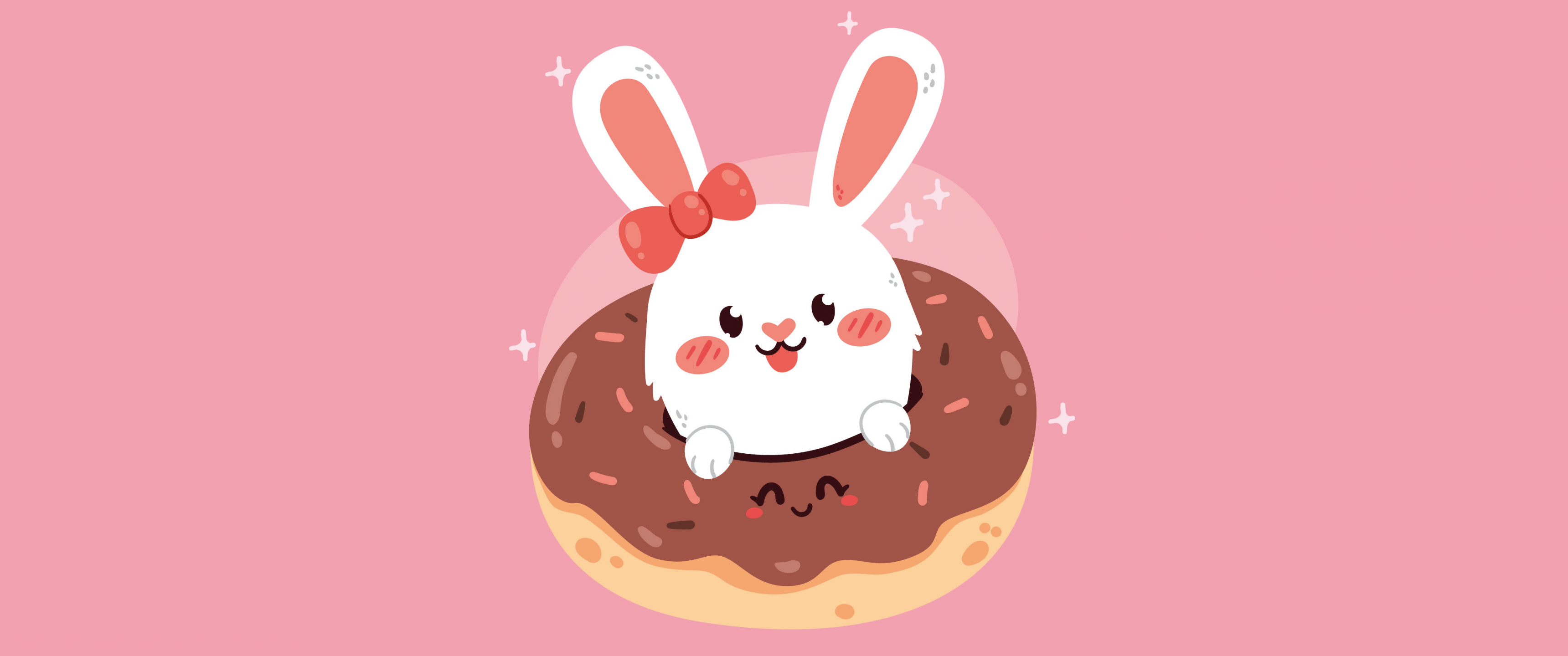 3440x1440 Cute rabbit Wallpaper 4K, Kawaii food, Kawaii rabbit