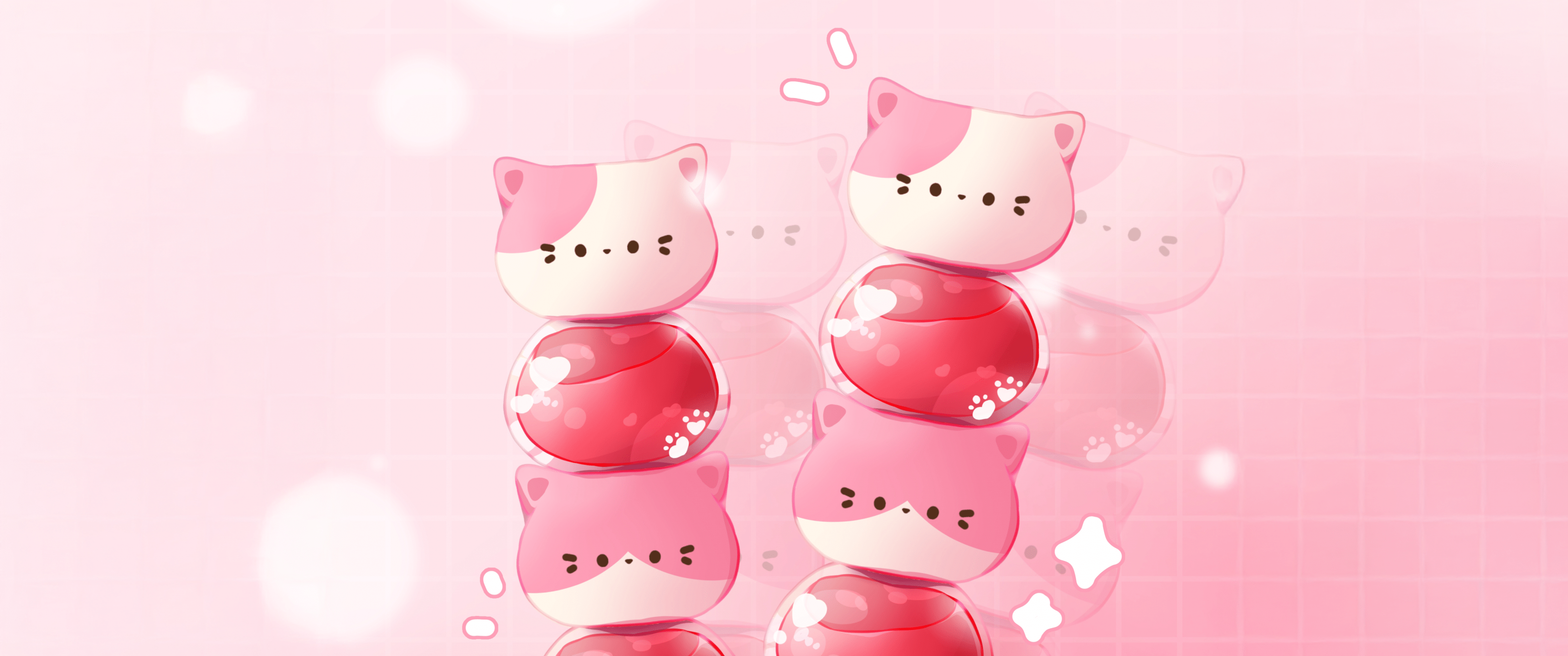 3440x1440 Kawaii Wallpaper 4K, Candy, Pink aesthetic