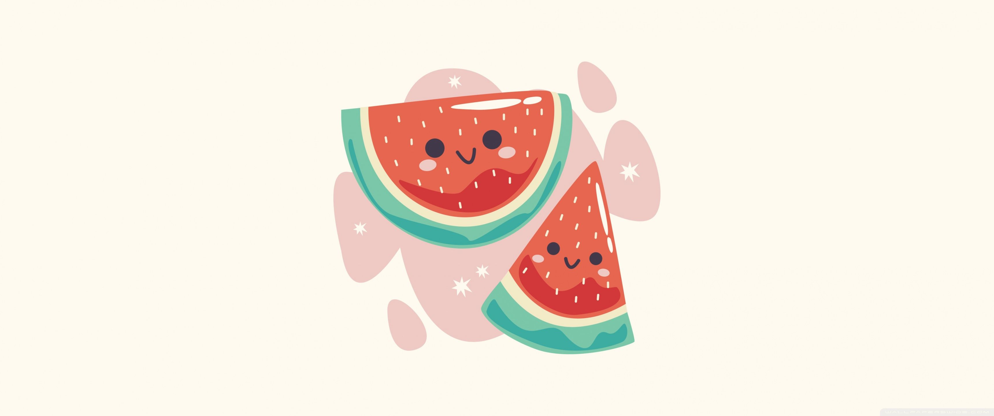3440x1440 Cute Watermelon Slices Kawaii 4K UHD Wallpaper for UltraHD Desktop and TV : Widescreen and UltraWide Display : Dual Monitor : Smartphone and Tablet Devices