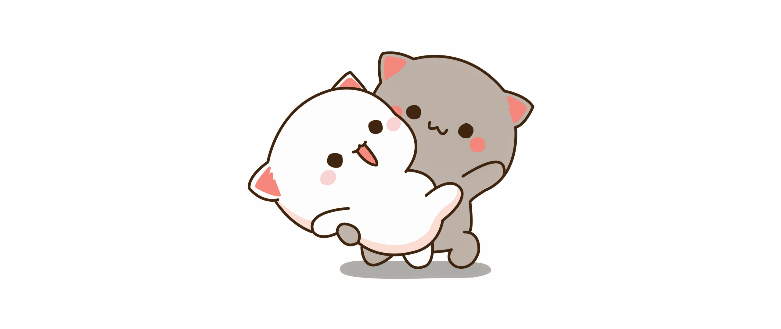 2560x1080 Kitty couple Wallpaper 4K, Kawaii couple, Peach and Goma