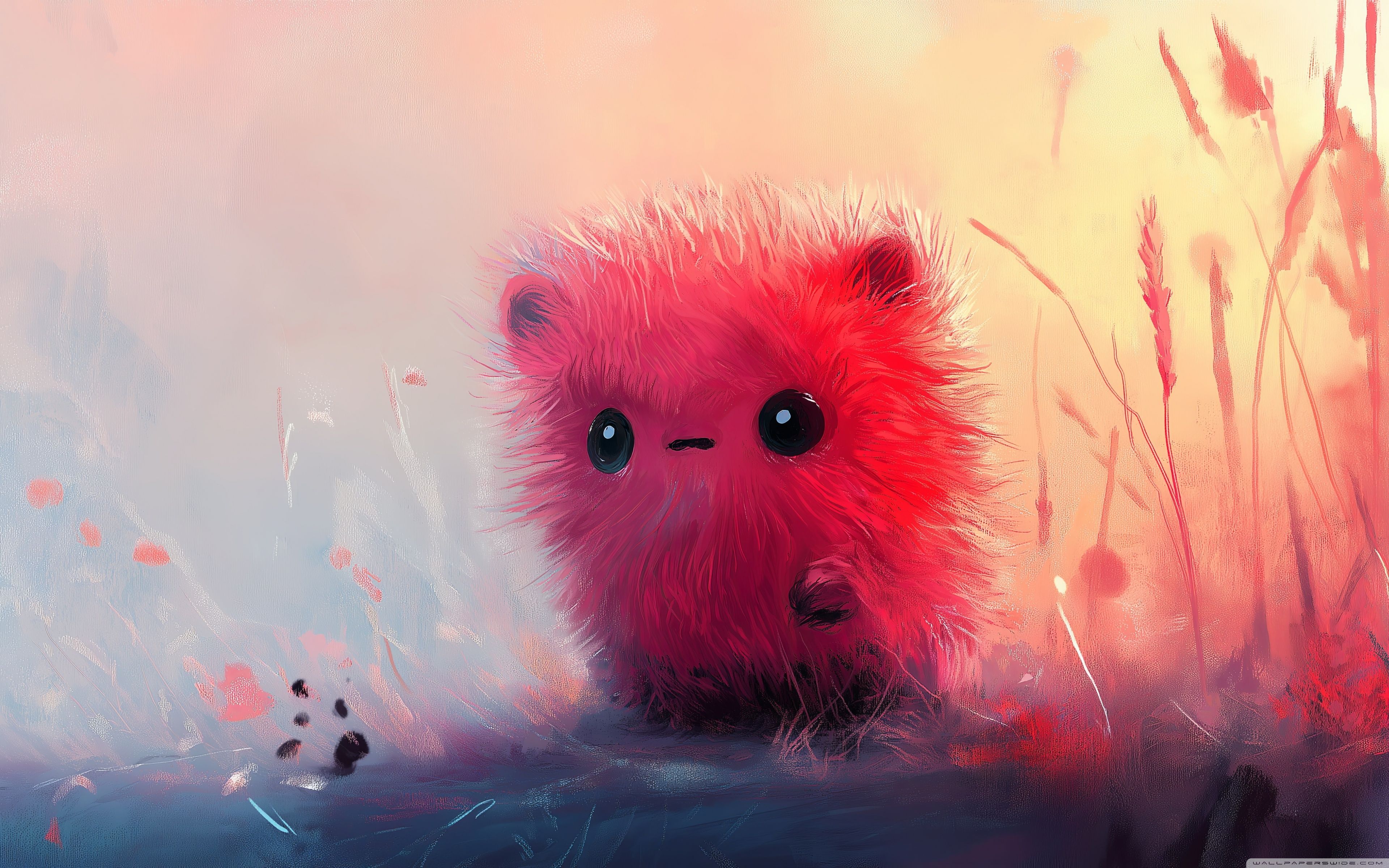 3840x2400 Cute, Creature, Fluffy, Painting, Pink, Art 4K UHD Wallpaper for UltraHD Desktop and TV : Widescreen and UltraWide Display : Dual Monitor : Smartphone and Tablet Devices