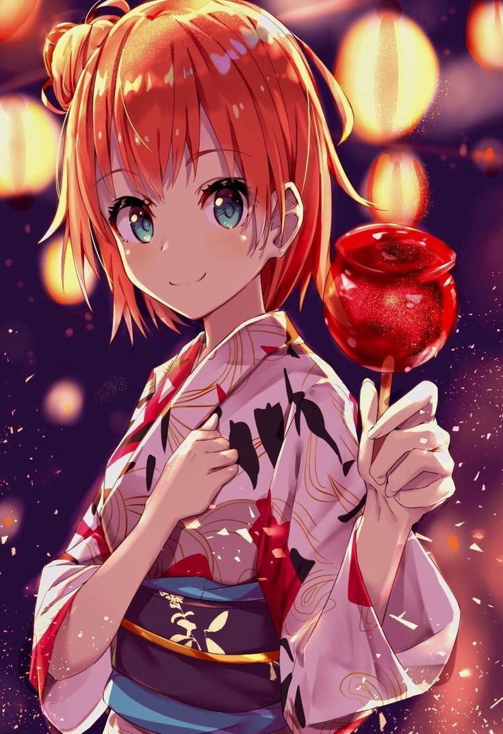 735x1071 Chika takami wallpaper. Chika takami fanart, Summer festival orange kimono, Yahari ore no seishun love