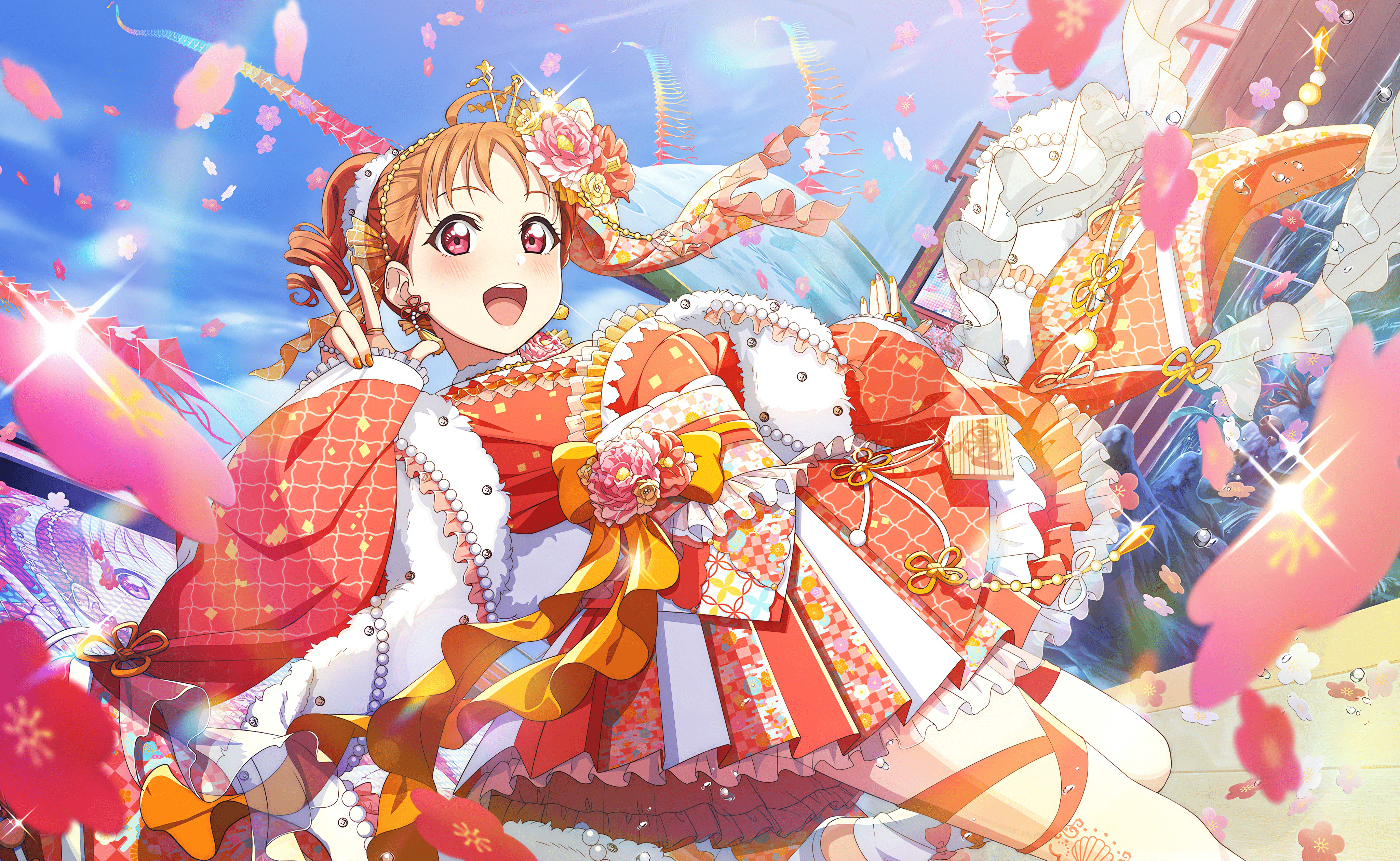 4096x2520 UR Chika Takami Smile 「New Year's Day Sunrise Over the Ocean」. Cards list. SIF2 MIRACLE LIVE. Games. Idol Story Live!