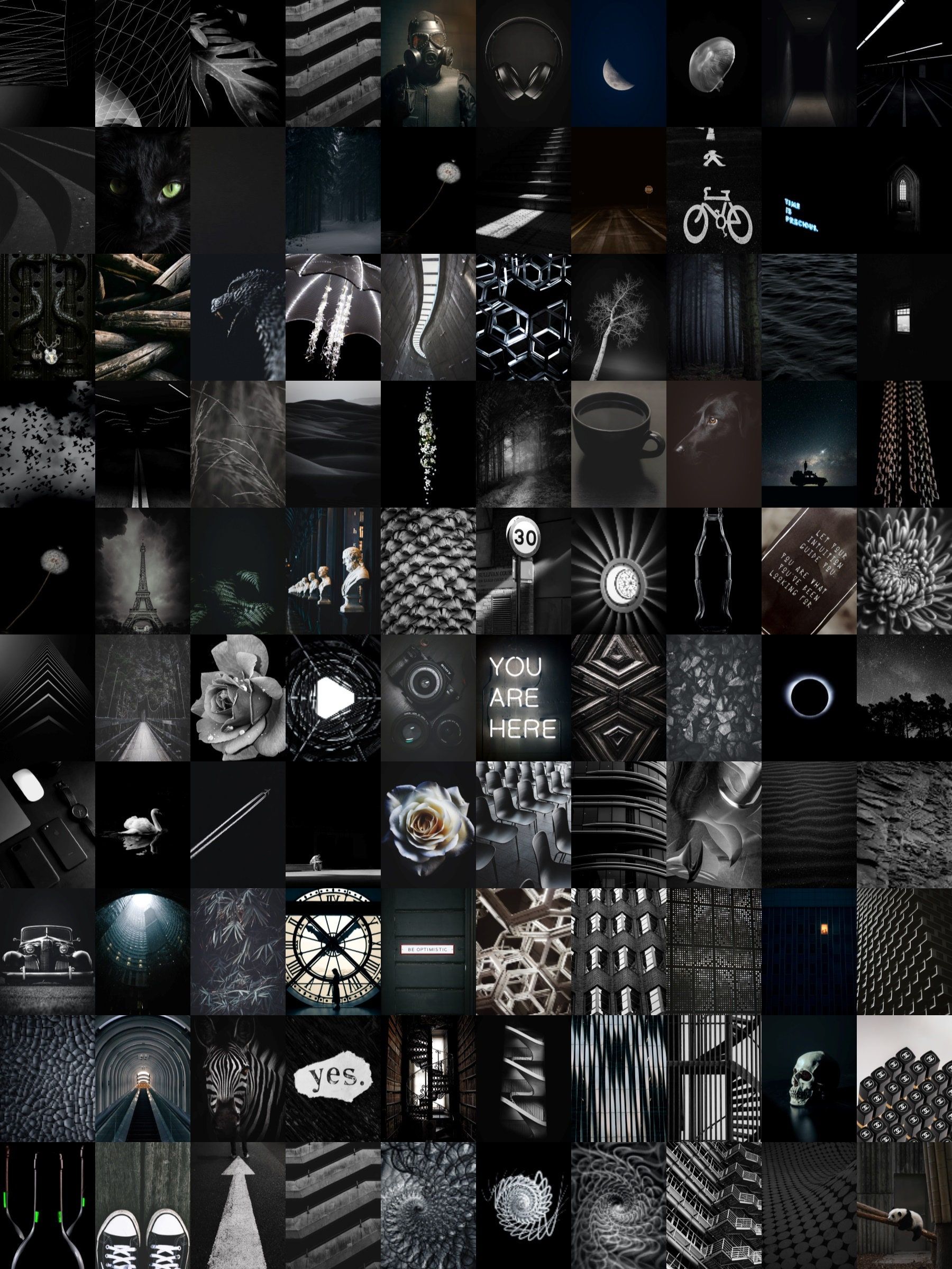 1800x2400 Black Wall Collage Kit. Digital Download. Photo Wallpaper Room Decor. Vision Mood Board. DIY Printable Art