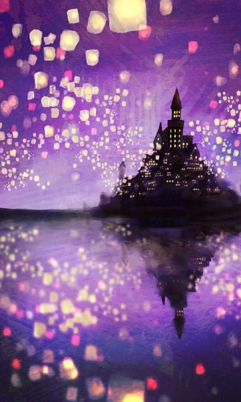 800x1333 Purple castle lamps, black, flowers, HD phone wallpaper
