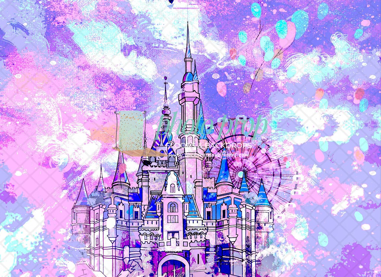 1280x930 Purple & Pink Princess Castle Photography Backdrop, Cinderella, Fairy Tale, Palace, 1st Birthday, Theme Party Enchanted, Magical, Sky, Best