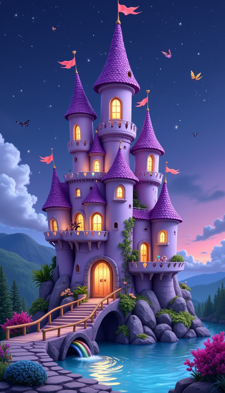 768x1344 Download Enchanted Purple Castle Image, Purple, Fantasy