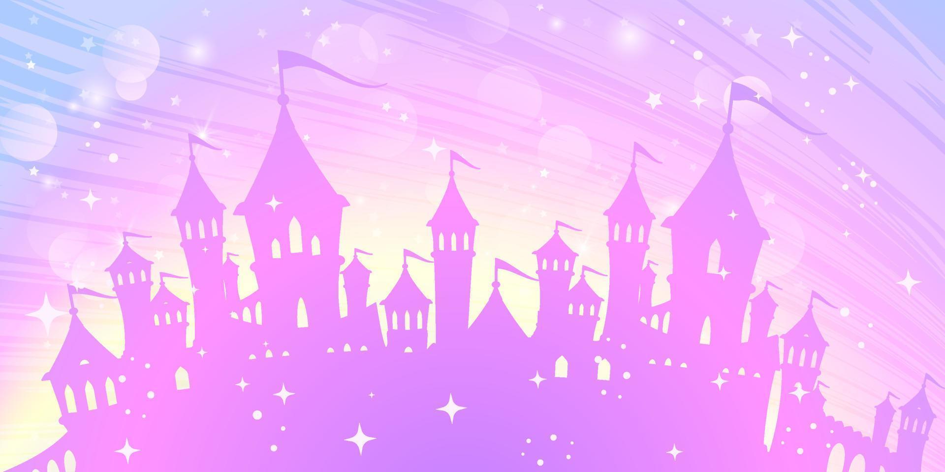 1920x960 Magic princess palace on a background of a rainbow sky
