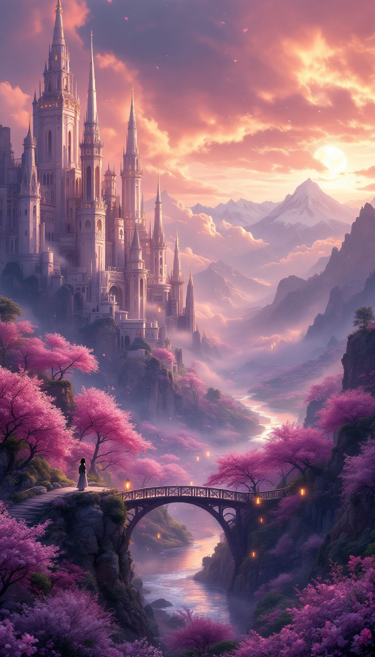 768x1344 Download Enchanted Purple Castle Image, Purple, Fantasy