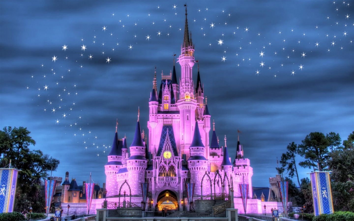 1440x900 Disneyland, Castle, Night, Lights, Stars, Purple Style 750x1334 IPhone 8 7 6 6S Wallpaper, Background, Picture, Image