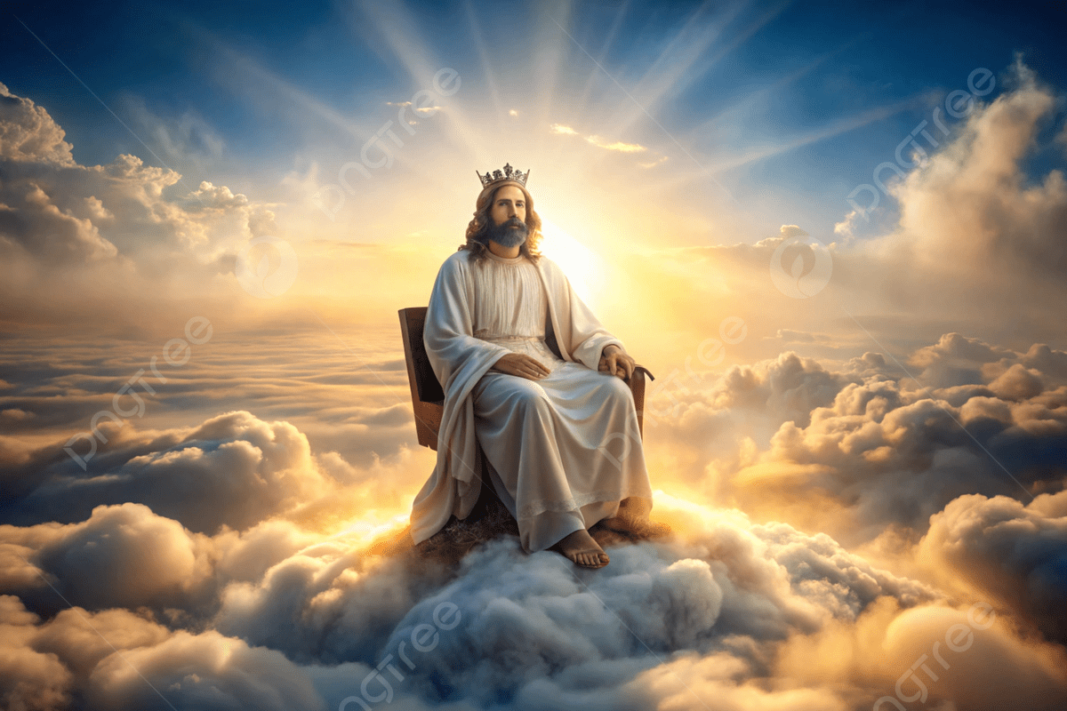 1200x800 Spiritual Artwork Of Jesus Christ Sitting On Cloud Throne Illuminated By Golden Light And Divine Aura Religious Background, Jesus Christ, Heavenly Throne, Divine Light Background Image And Wallpaper for Free Download