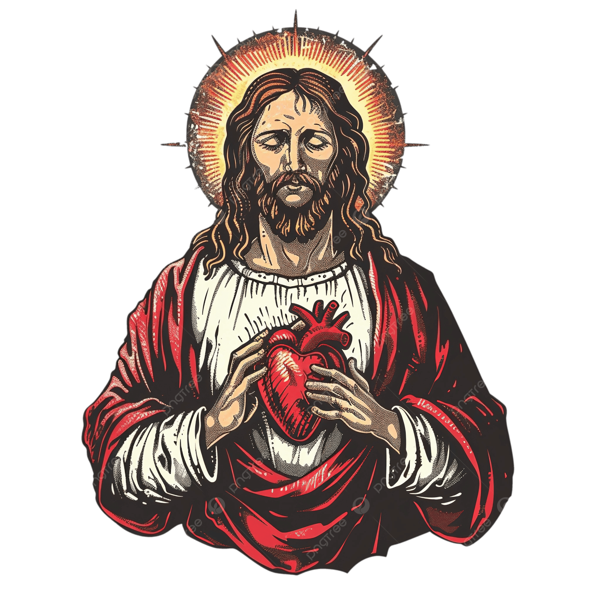 2500x2500 Illustration Of The Sacred Heart Of Jesus Christ, Aura, Cartoon, Character PNG Transparent Image and Clipart for Free Download