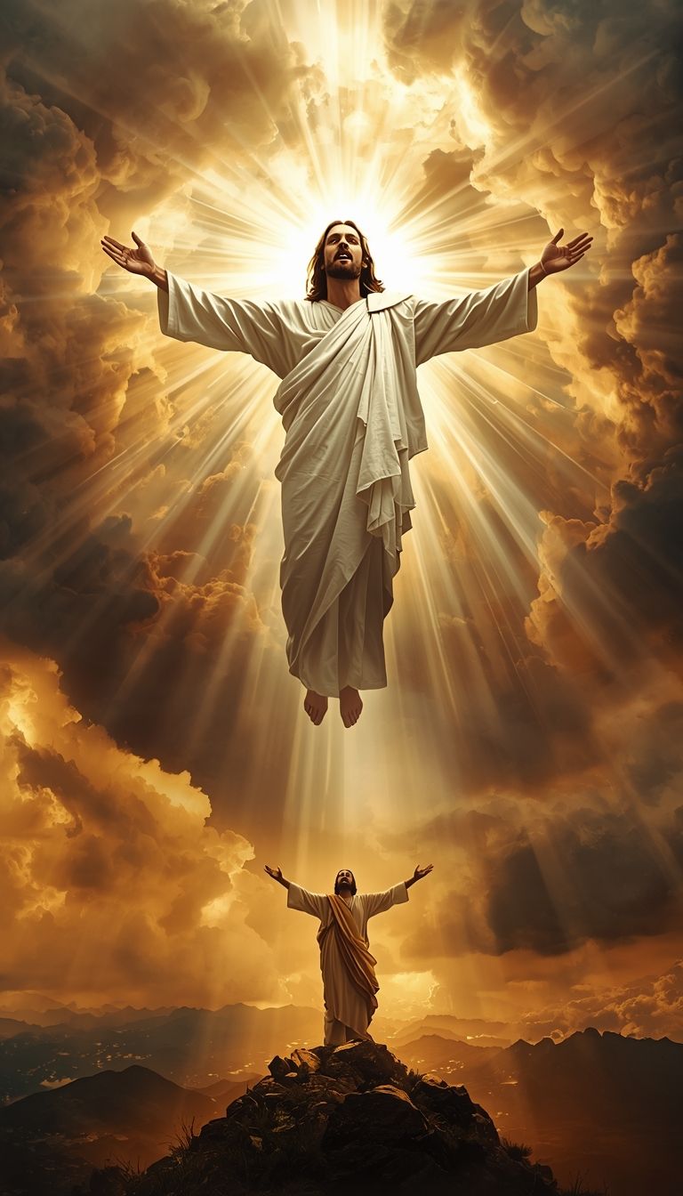 768x1344 jesus christ descending heavens surrounded