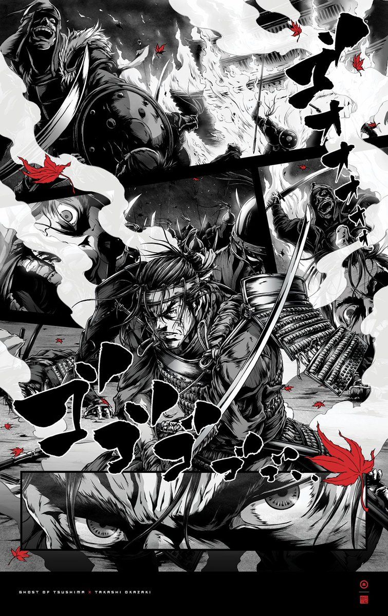 755x1200 The Nerd Council on X: Here are HQ wallpaper versions of the exclusive #GhostOfTsushima posters drawn by legendary artist of the Afro Samurai series, Takashi Okazaki! / X