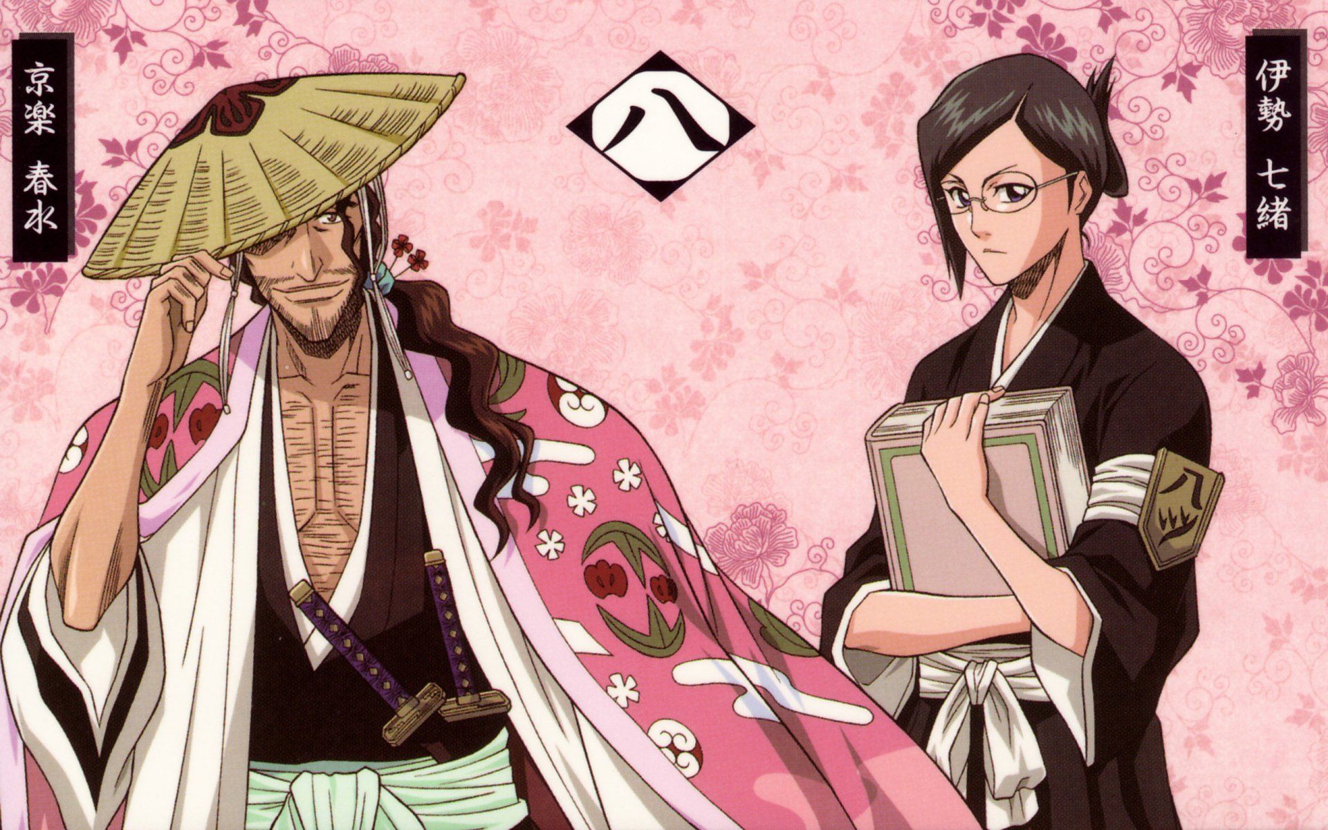 1920x1200 Bleach HD Wallpaper: Shunsui Kyōraku & Nanao Ise in Vibrant Anime Stylex1600