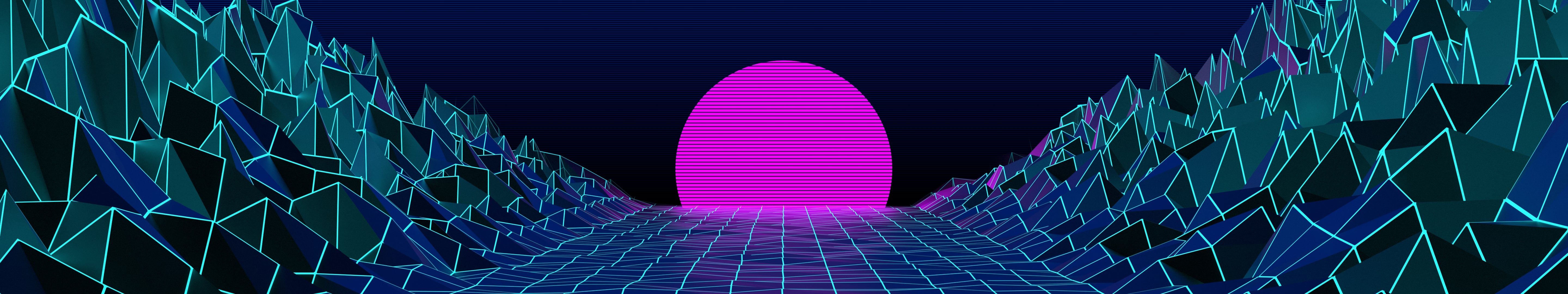 5760x1080 Vaporwave Wallpaper