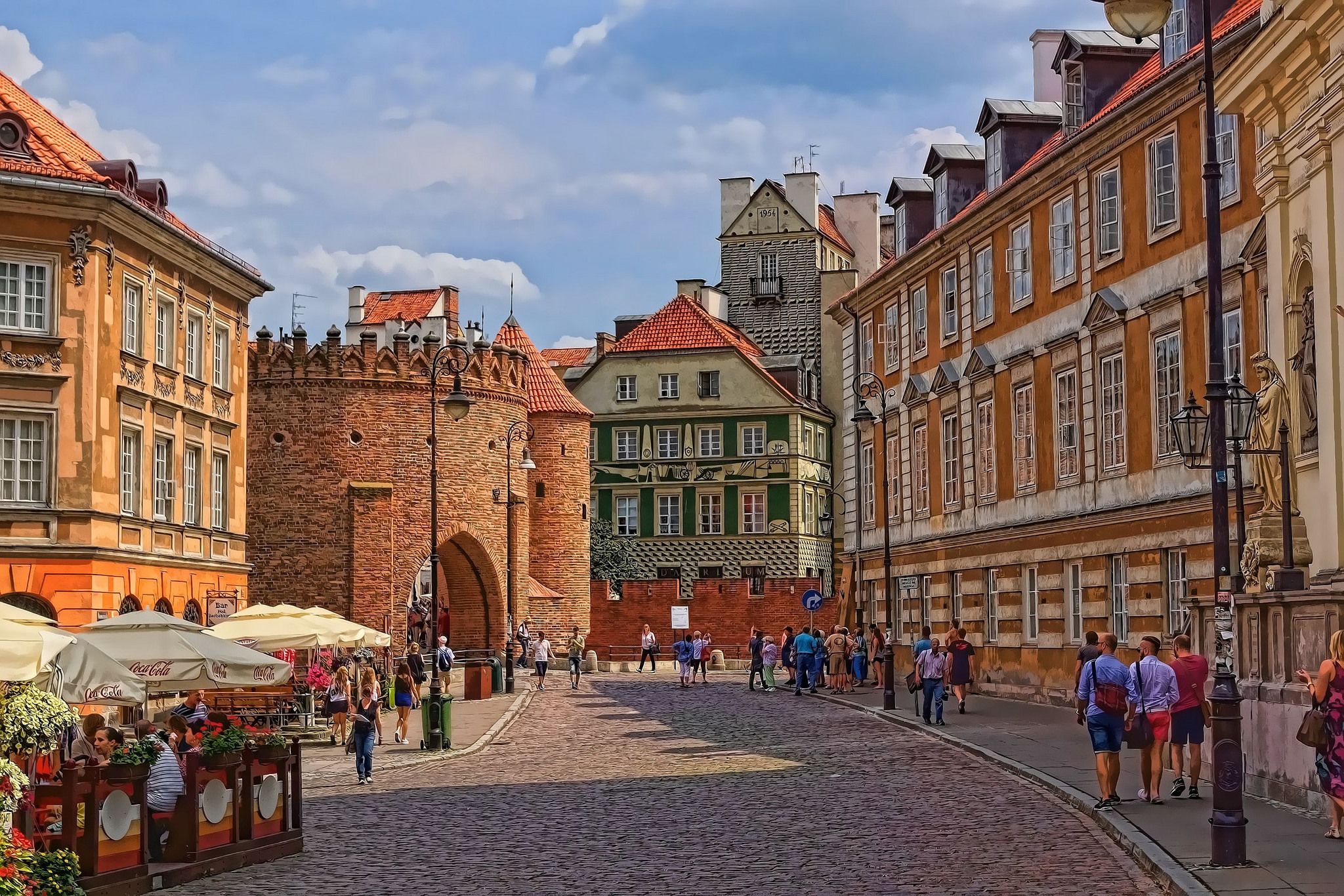 2048x1366 Wallpaper street, home, Poland, Warsaw, old town, Barbican for mobile and desktop, section город, resolution 2048x1366