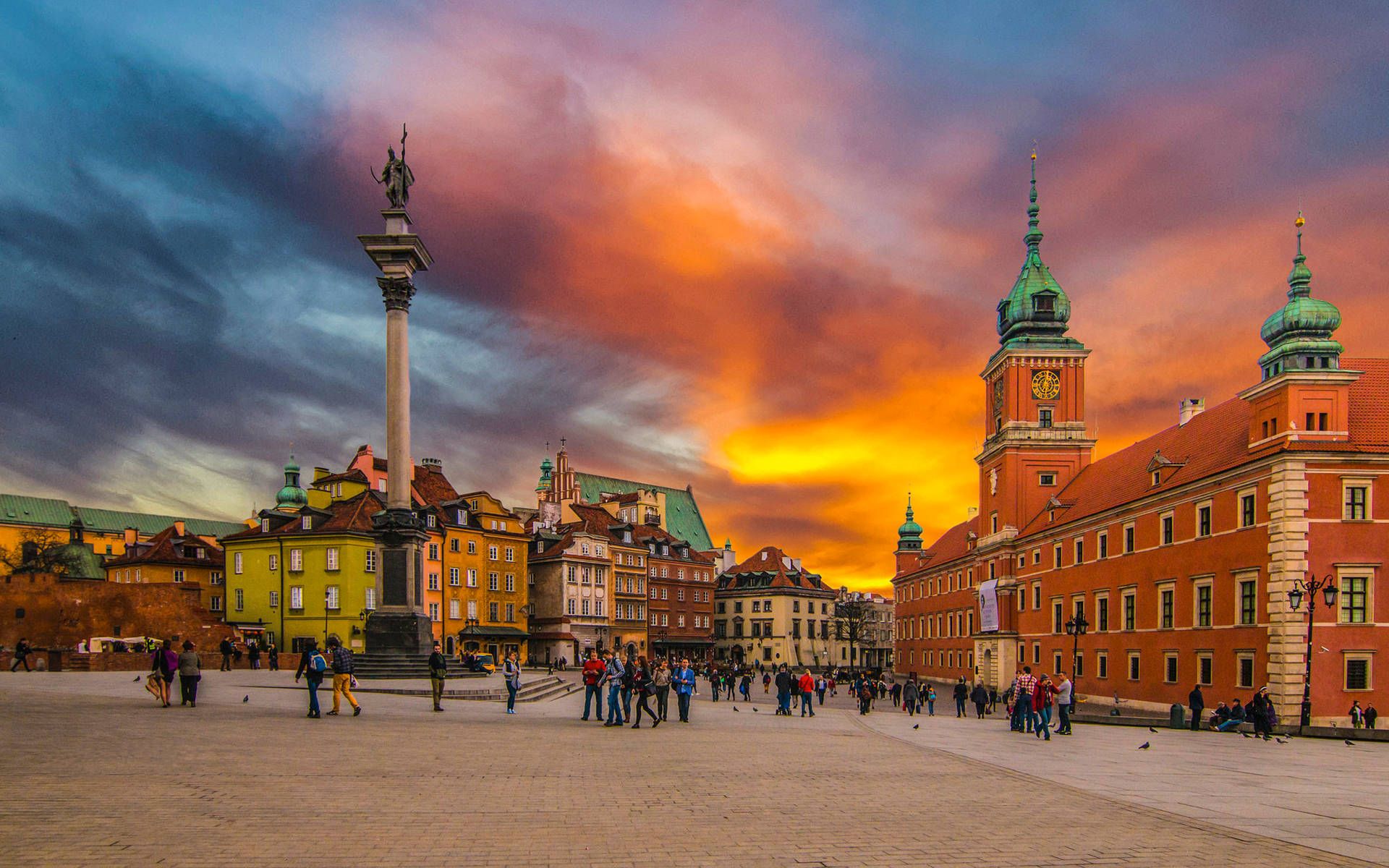 1920x1200 Download Warsaw Poland Old Town Sunset Wallpaper