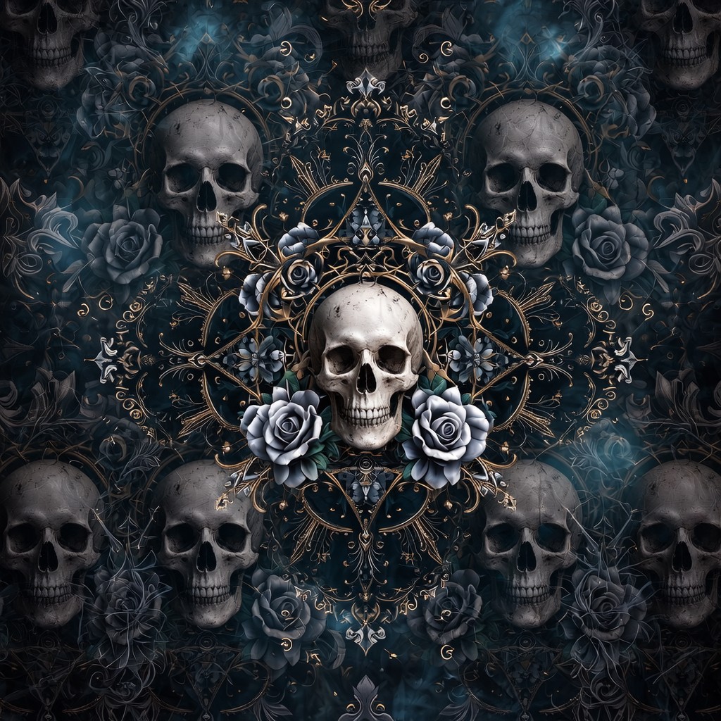 1024x1024 Download Gothic Skull Pattern Image, Victorian, Skulls